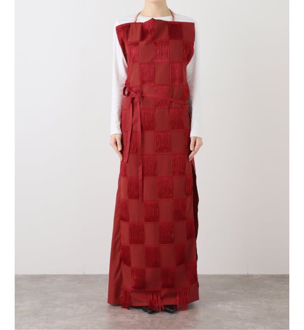  「PONTI CHECKERD PATERN EMBROIDERY DRESS PO2R008：ワンピース」|ワンピース|レッド