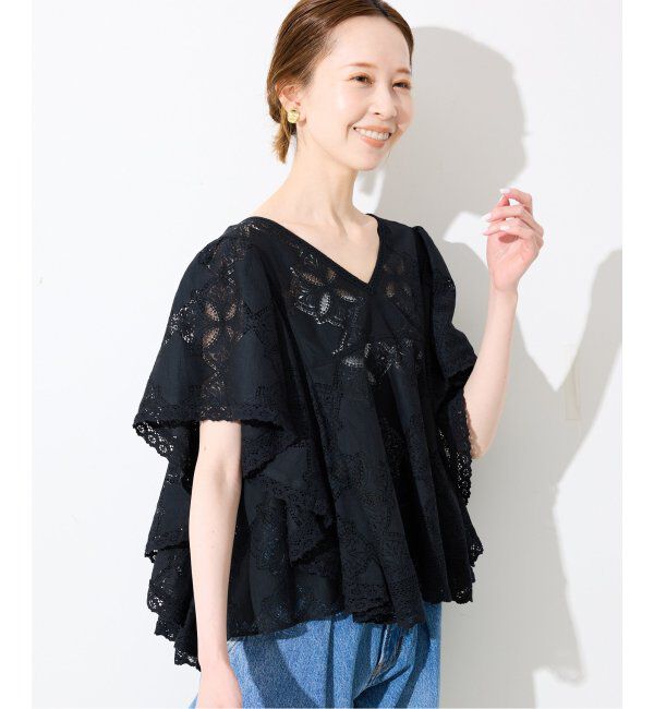 SLOBE IENA「《WEB限定/追加》レースフリルVネックブラウス」|シャツ・ブラウス|