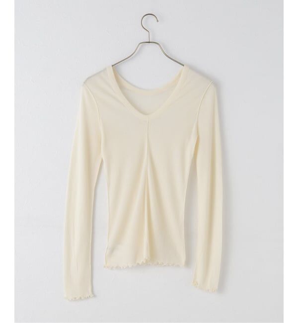 IENA LA BOUCLE「HAKUJI/ハクジ Sheer rib ロングスリーブプルオーバー H232550」|Tシャツ・カットソー|