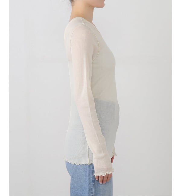 IENA LA BOUCLE「HAKUJI/ハクジ Sheer rib ロングスリーブプルオーバー H232550」|Tシャツ・カットソー|