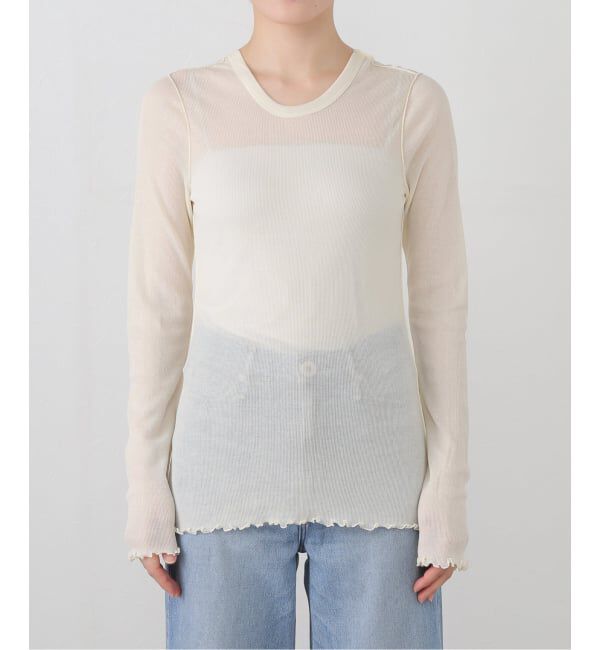 IENA LA BOUCLE「HAKUJI/ハクジ Sheer rib ロングスリーブプルオーバー H232550」|Tシャツ・カットソー|
