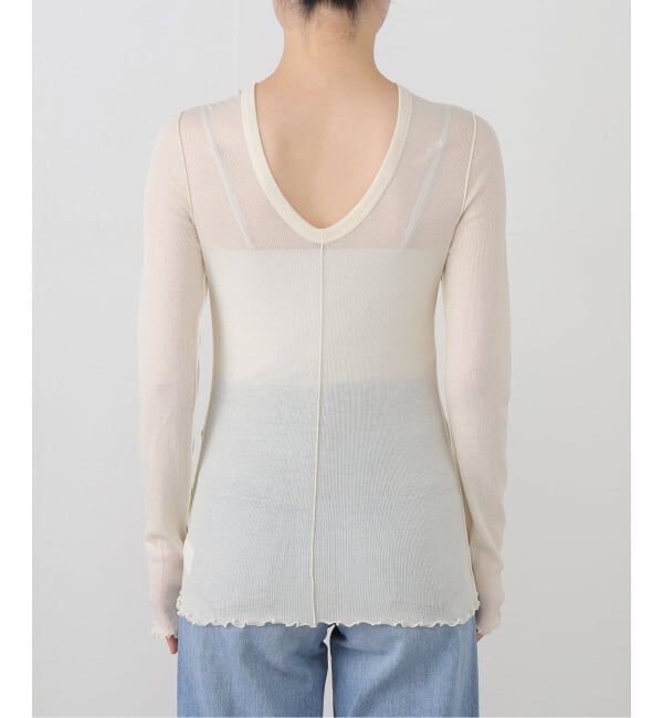 IENA LA BOUCLE「HAKUJI/ハクジ Sheer rib ロングスリーブプルオーバー H232550」|Tシャツ・カットソー|