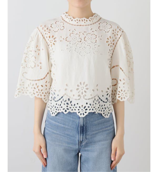 IENA LA BOUCLE「SEA NEW YORK/シー ニューヨーク LULA EMBROIDERY S/SLV TOP PF25-016」|シャツ・ブラウス|