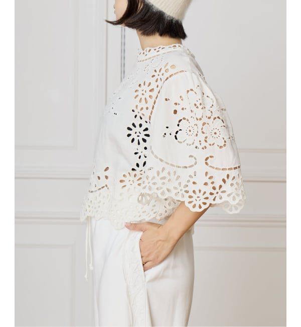 IENA LA BOUCLE「SEA NEW YORK/シー ニューヨーク LULA EMBROIDERY S/SLV TOP PF25-016」|シャツ・ブラウス|