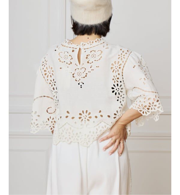 IENA LA BOUCLE「SEA NEW YORK/シー ニューヨーク LULA EMBROIDERY S/SLV TOP PF25-016」|シャツ・ブラウス|