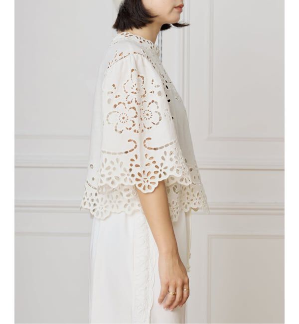 IENA LA BOUCLE「SEA NEW YORK/シー ニューヨーク LULA EMBROIDERY S/SLV TOP PF25-016」|シャツ・ブラウス|