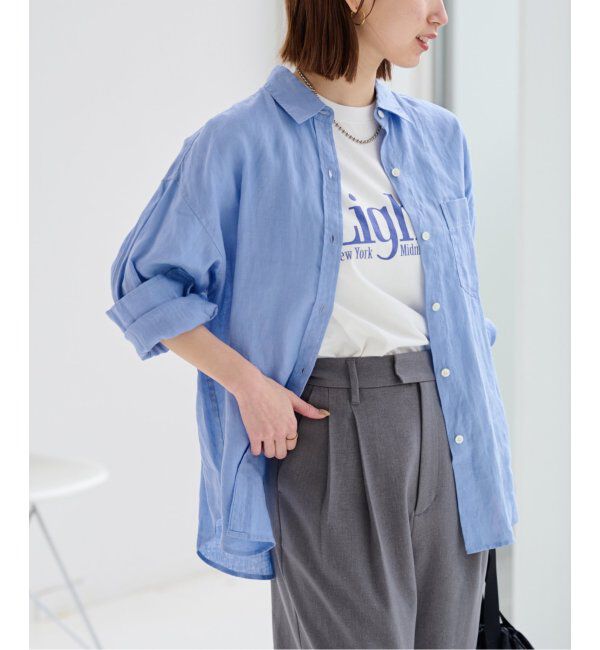 JOURNAL STANDARD relume「《追加》手洗い可 / カラーリネンオーバーサイズシャツ」|シャツ・ブラウス|ブルー