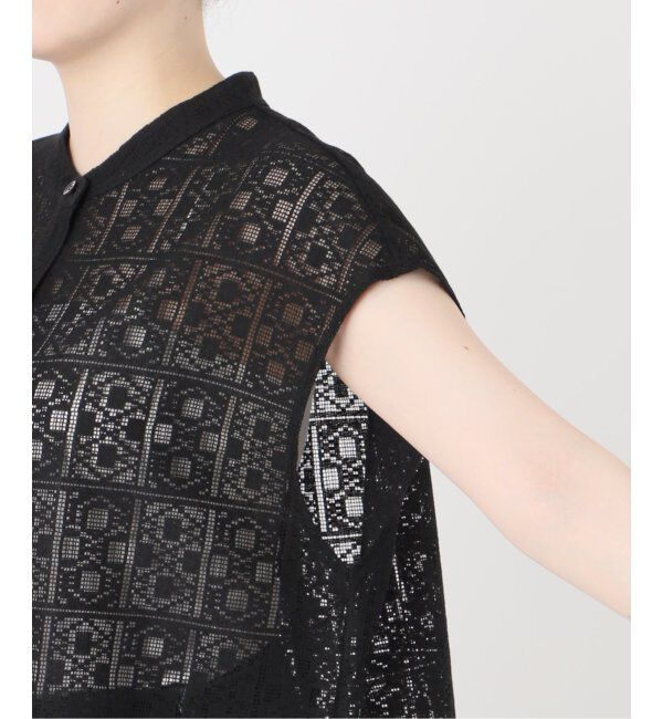 Spick and Span「《WEB限定》PEレースフレンチスリーブシャツ」|シャツ・ブラウス|