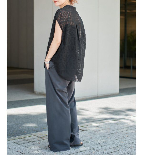 Spick and Span「《WEB限定》PEレースフレンチスリーブシャツ」|シャツ・ブラウス|