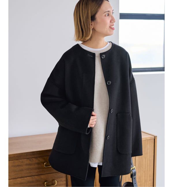 FRAMeWORK ハミルトンリバークルーネックコート36 美品 ≪WEB限定追加≫ハミルトンリバークルーネックコート（FRAMeWORK