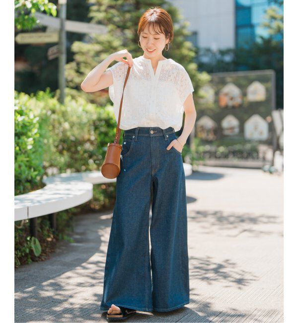 Spick and Span「《WEB限定 / 追加3》PEレースフレンチスリーブシャツ」|シャツ・ブラウス|