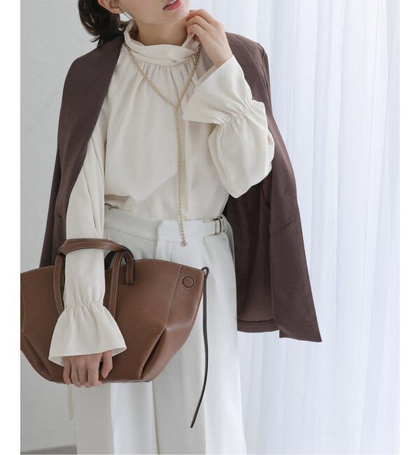  「【洗える】クロスギャザーブラウス」|シャツ・ブラウス|