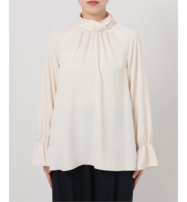  「【洗える】クロスギャザーブラウス」|シャツ・ブラウス|