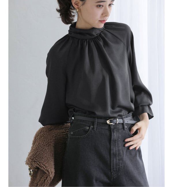  「【洗える】クロスギャザーブラウス」|シャツ・ブラウス|