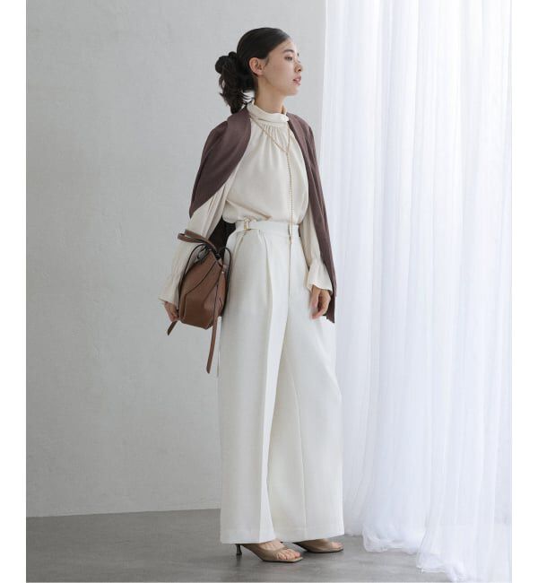  「【洗える】クロスギャザーブラウス」|シャツ・ブラウス|