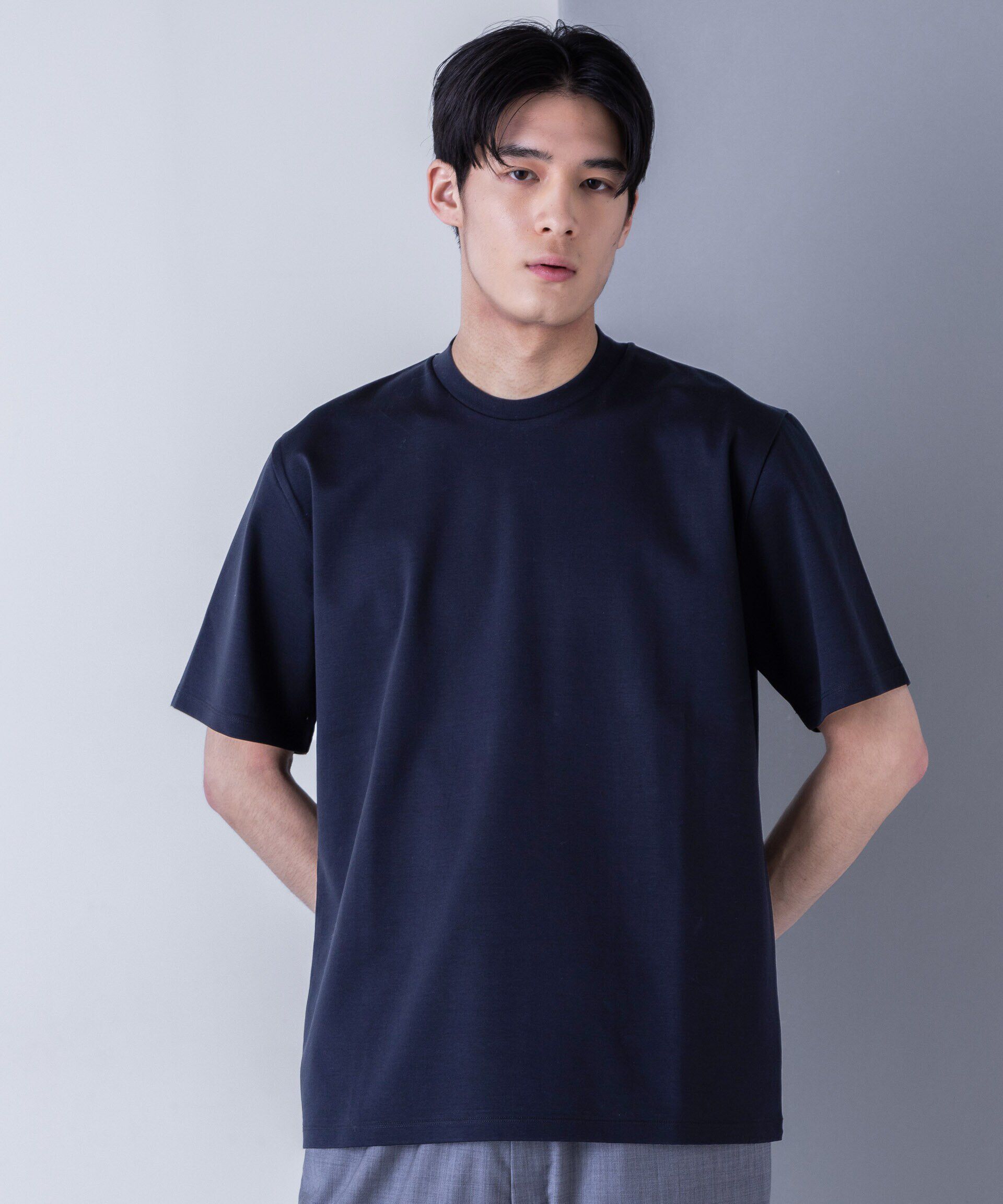 nano･universe「ジャケT(R) プレミアム クルーネック 半袖」|Tシャツ・カットソー|ブラック