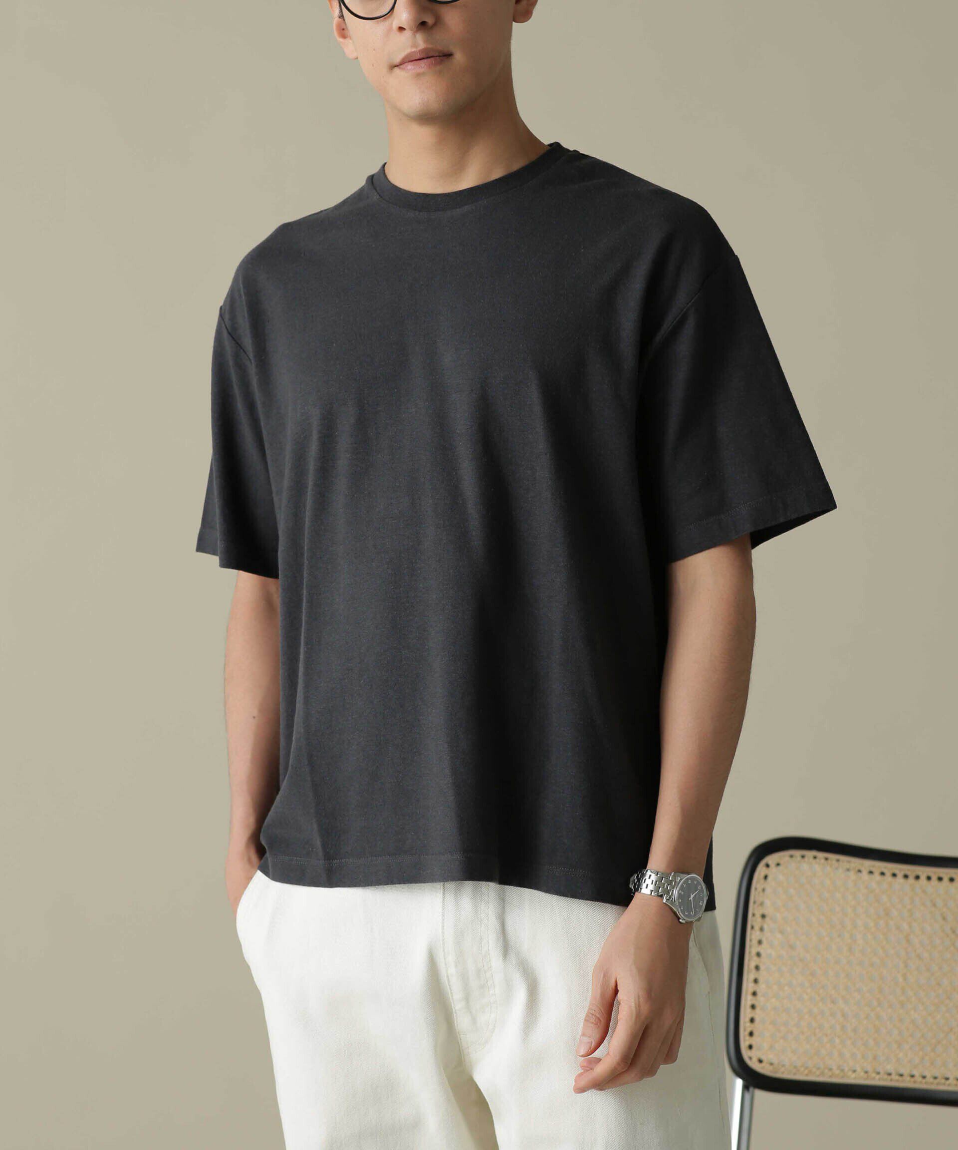 nano･universe「「NJ/CLUB」HOMESTOCK ガーメントダイコットンヘンプTシャツ」|Tシャツ・カットソー|