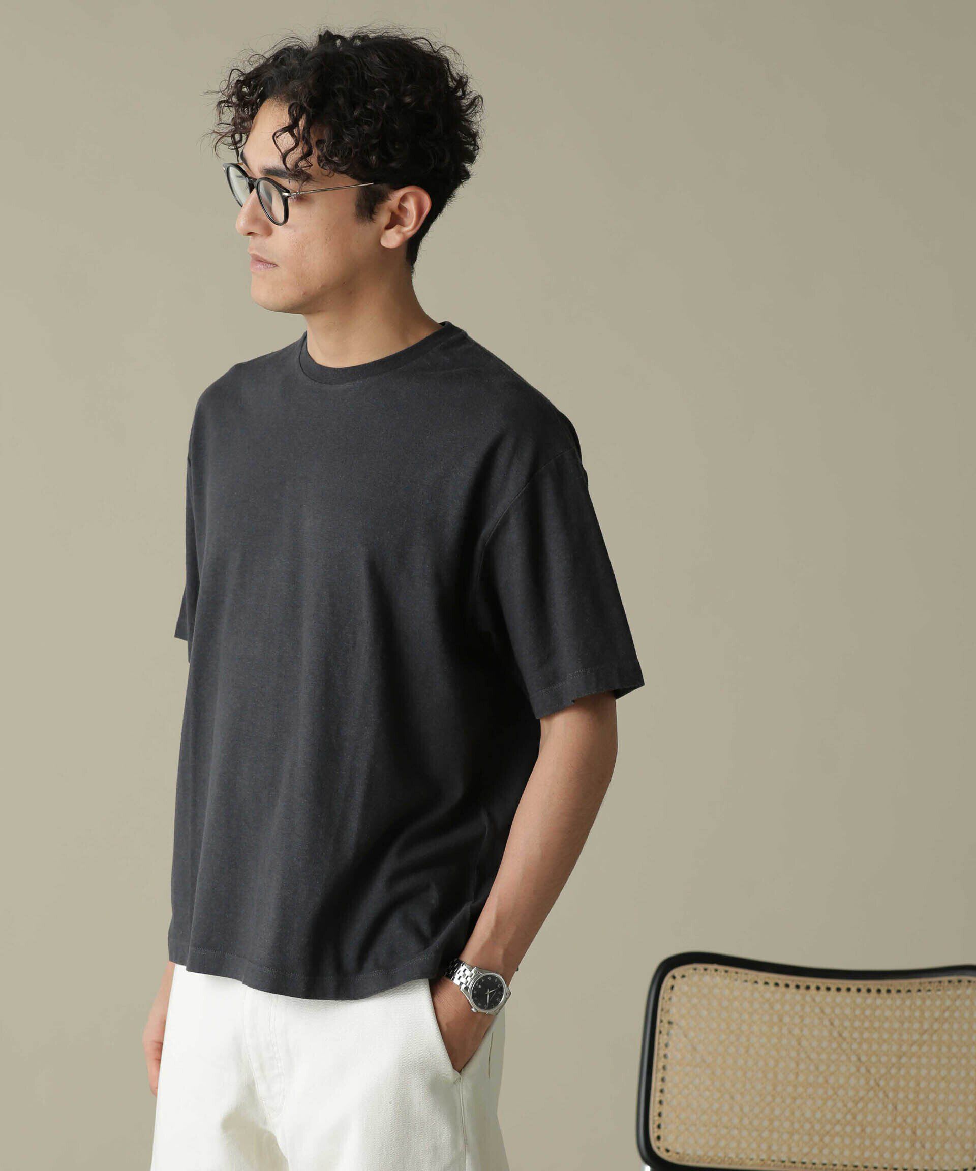 nano･universe「「NJ/CLUB」HOMESTOCK ガーメントダイコットンヘンプTシャツ」|Tシャツ・カットソー|