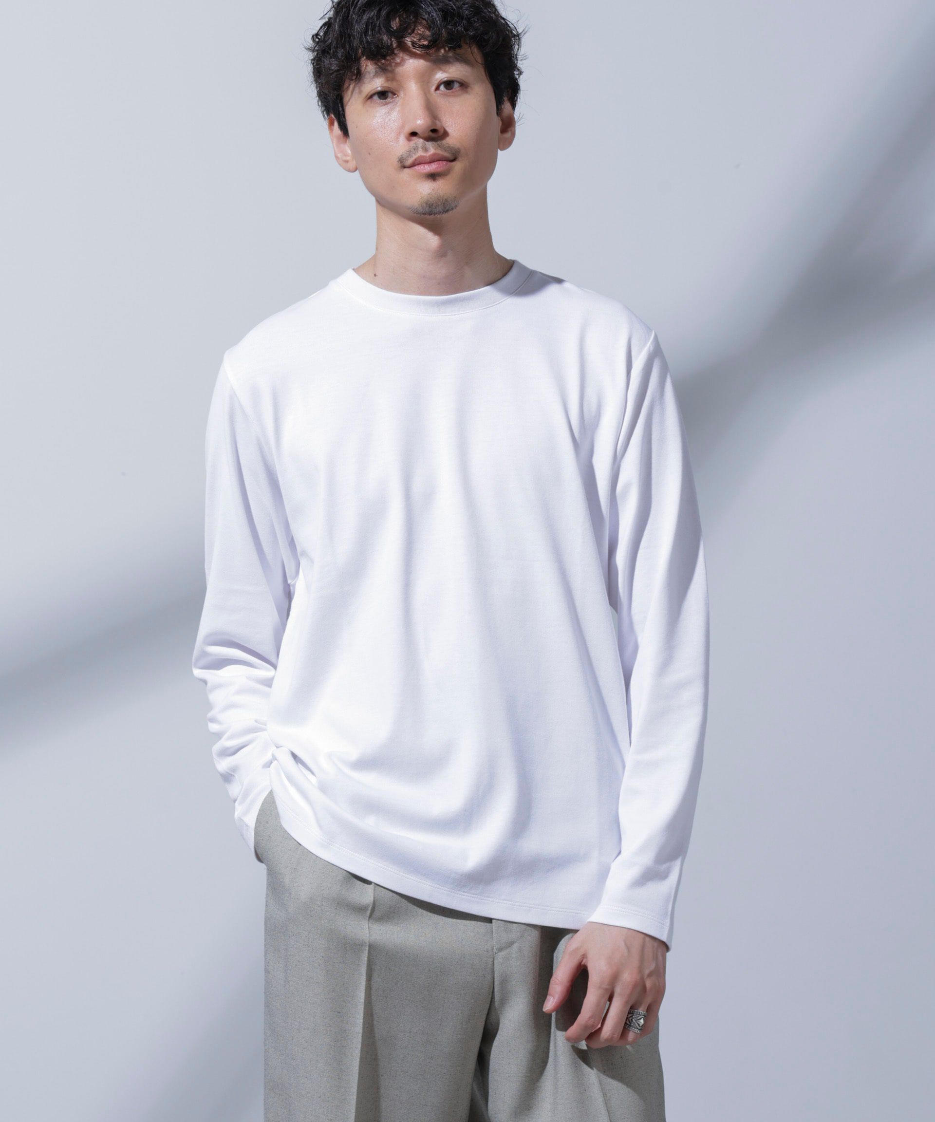 nano･universe「Anti Soaked(R)汗染み防止 クルーネックTシャツ 長袖」|Tシャツ・カットソー|