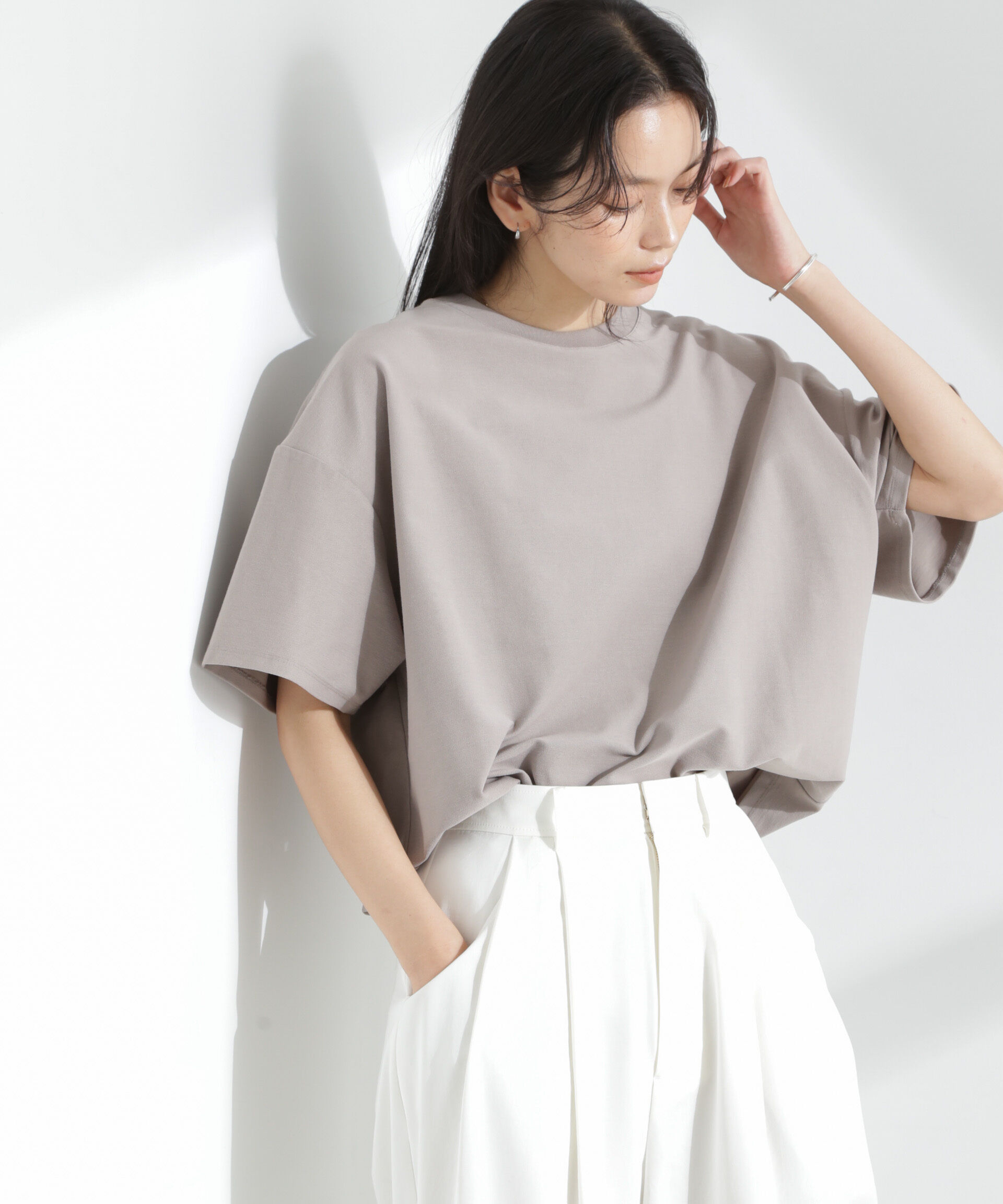 nano･universe「「MC」coveross(R)ツイル調 冷感プレーティング天竺Tシャツ」|Tシャツ・カットソー|