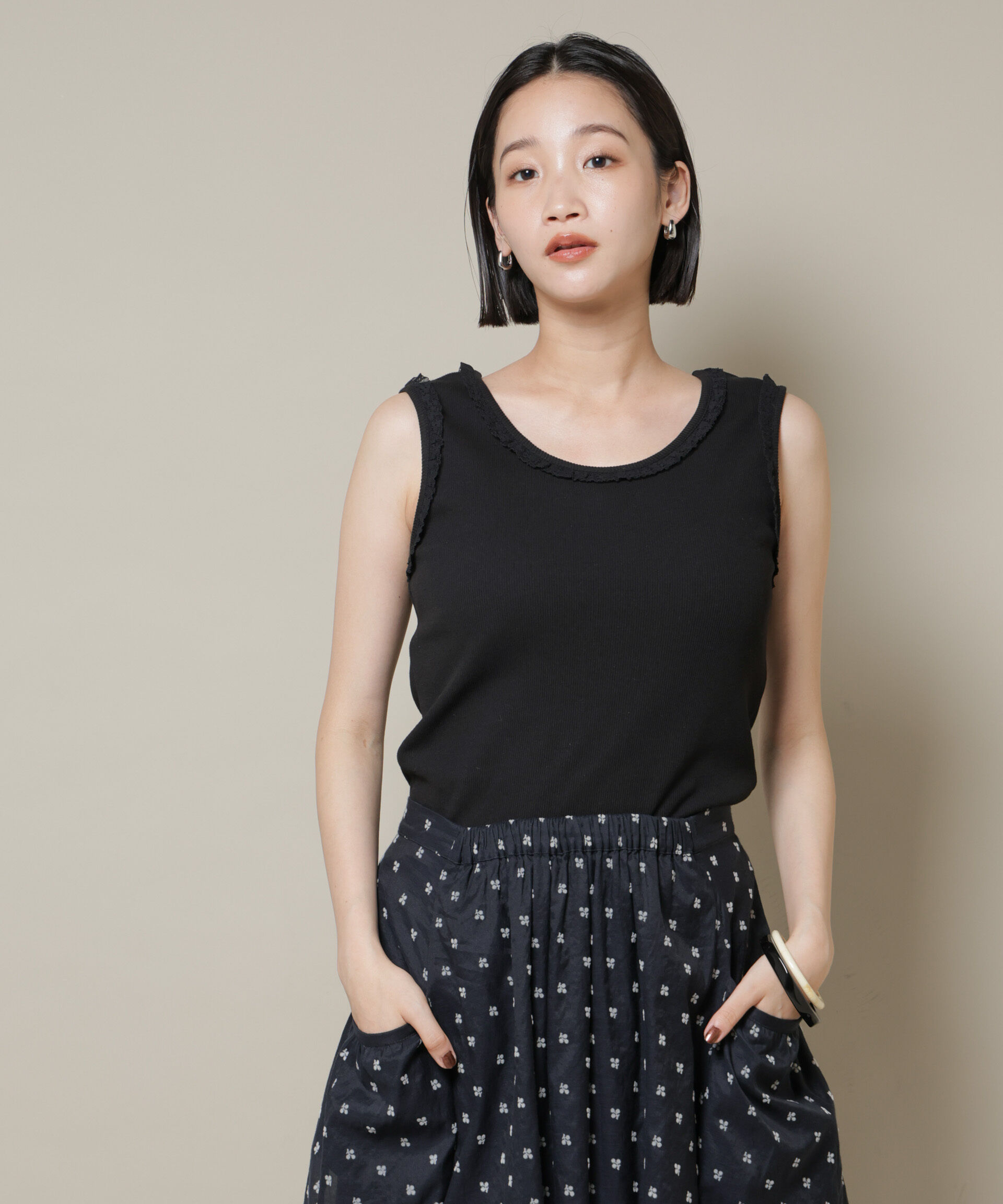 nano･universe「レーストリミングタンクトップ」|Tシャツ・カットソー|