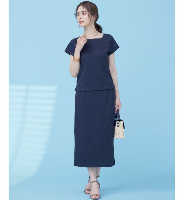 組曲「【WEB限定】ストライプジャガード カップ付きTシャツ」|Tシャツ・カットソー|