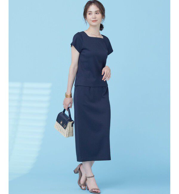 組曲「【WEB限定】ストライプジャガード カップ付きTシャツ」|Tシャツ・カットソー|