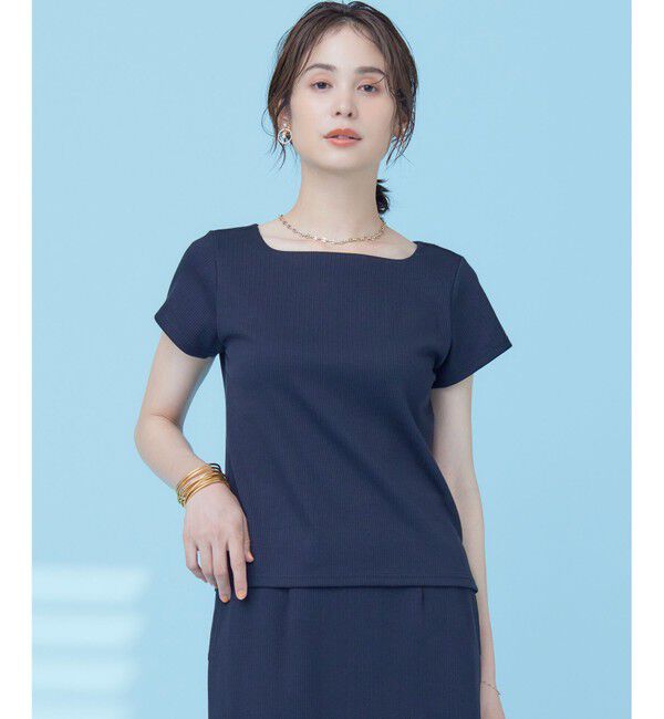 組曲「【WEB限定】ストライプジャガード カップ付きTシャツ」|Tシャツ・カットソー|