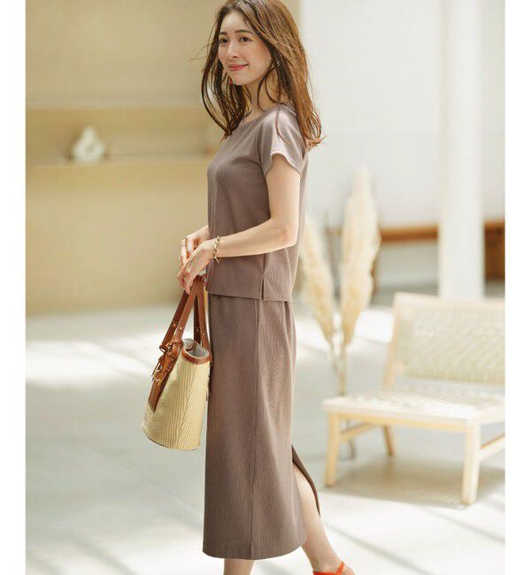 組曲「【WEB限定】ストライプジャガード カップ付きTシャツ」|Tシャツ・カットソー|