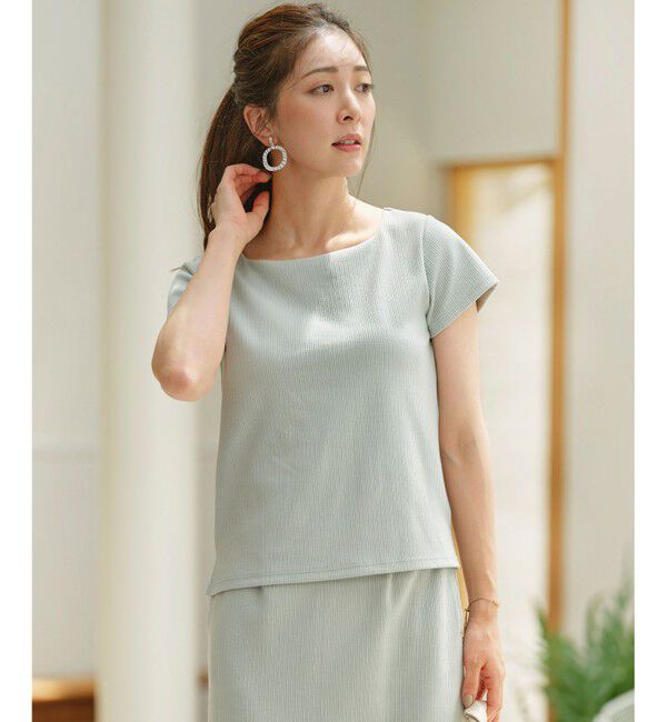 組曲「【WEB限定】ストライプジャガード カップ付きTシャツ」|Tシャツ・カットソー|ｸﾘｰﾑﾐﾝ