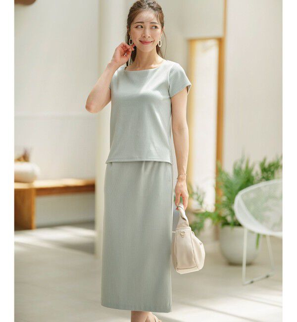 組曲「【WEB限定】ストライプジャガード カップ付きTシャツ」|Tシャツ・カットソー|