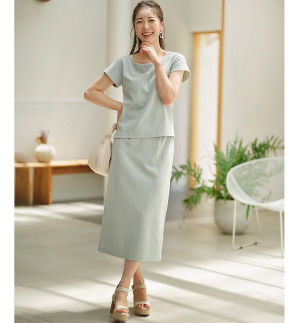 組曲「【WEB限定】ストライプジャガード カップ付きTシャツ」|Tシャツ・カットソー|