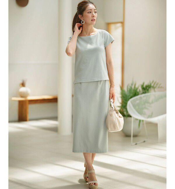 組曲「【WEB限定】ストライプジャガード カップ付きTシャツ」|Tシャツ・カットソー|