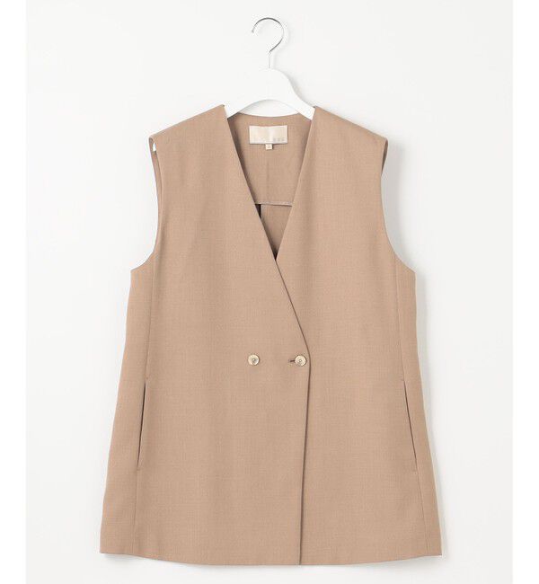 自由区「【接触冷感・速乾・UVケア・撥水・防シワ・XSサイズあり】リネンライクツィル ジレ」|ベスト・ジレ|