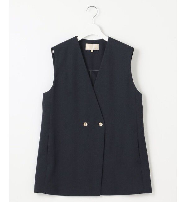 自由区「【接触冷感・速乾・UVケア・撥水・防シワ・XSサイズあり】リネンライクツィル ジレ」|ベスト・ジレ|