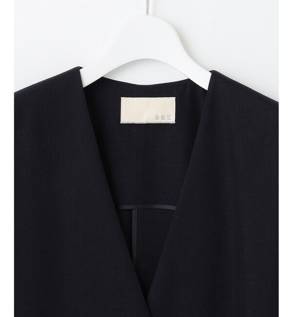 自由区「【接触冷感・速乾・UVケア・撥水・防シワ・XSサイズあり】リネンライクツィル ジレ」|ベスト・ジレ|