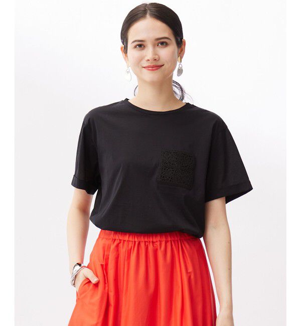自由区「【カタログ掲載・洗える】クロッシェポケット Tシャツ」|Tシャツ・カットソー|ブラック