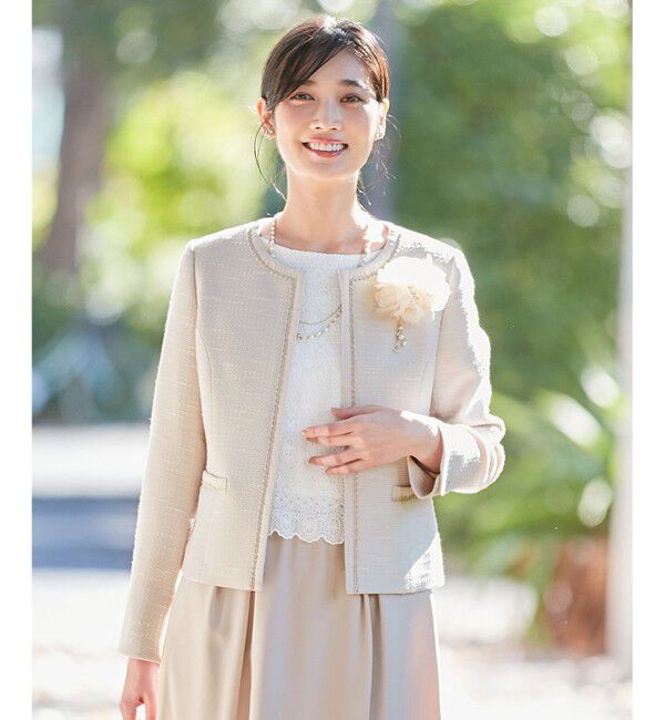 any SiS「【セットアップ対応】リップルボーダー ノーカラー ジャケット」|ノーカラージャケット|ｼｬﾝﾌﾞﾚ