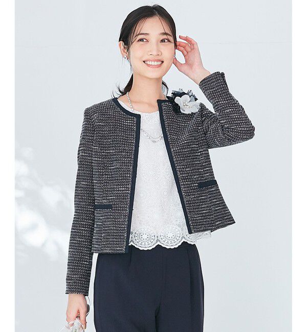 any SiS「【セットアップ対応】リップルボーダー ノーカラー ジャケット」|ノーカラージャケット|ｼｬﾝﾌﾞﾚ