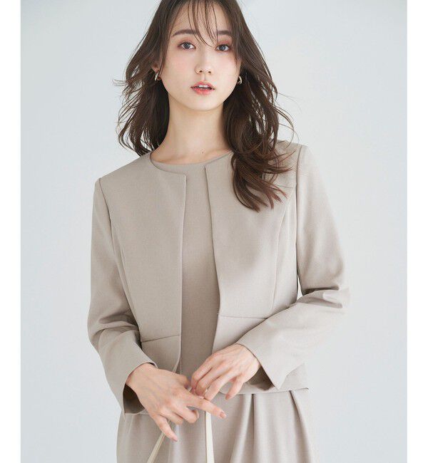 ANY SIS「【UVカット / 接触冷感 / 吸水速乾】スマートビューティストレッチ ショートノーカラージャケット」|ノーカラージャケット|