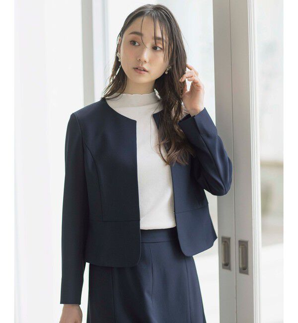 ANY SIS「【UVカット / 接触冷感 / 吸水速乾】スマートビューティストレッチ ショートノーカラージャケット」|ノーカラージャケット|