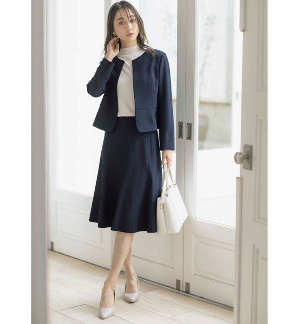 ANY SIS「【UVカット / 接触冷感 / 吸水速乾】スマートビューティストレッチ ショートノーカラージャケット」|ノーカラージャケット|