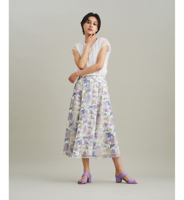 GRACE CONTINENTAL「ラメチュール刺繍フレアスカート」|スカート|