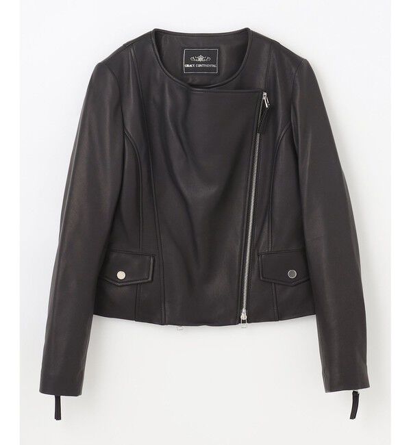 GRACE CONTINENTAL「ジップライダースジャケット」|ライダースジャケット|ブラック