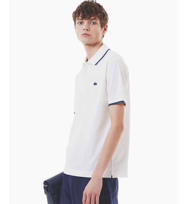 LACOSTE「スリーブネームパッチ 配色ライン鹿の子地ポロシャツ」|ポロシャツ|