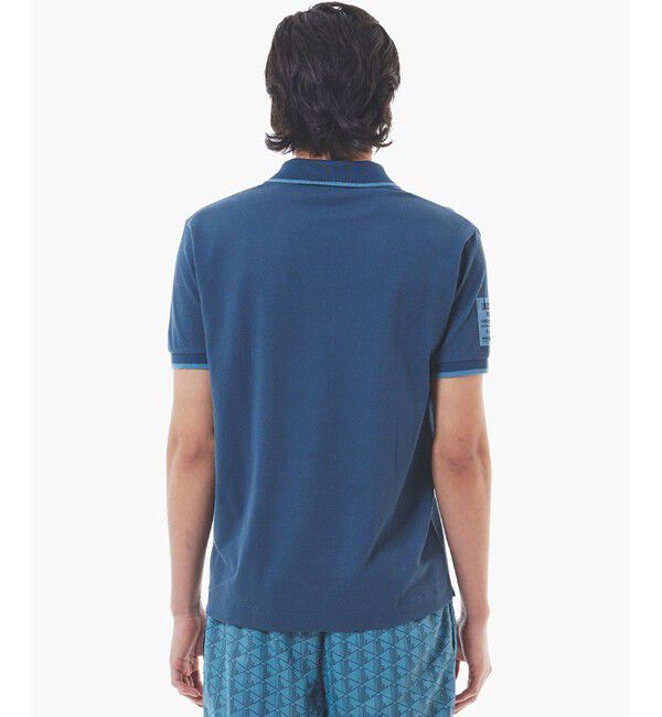 LACOSTE「スリーブネームパッチ 配色ライン鹿の子地ポロシャツ」|ポロシャツ|