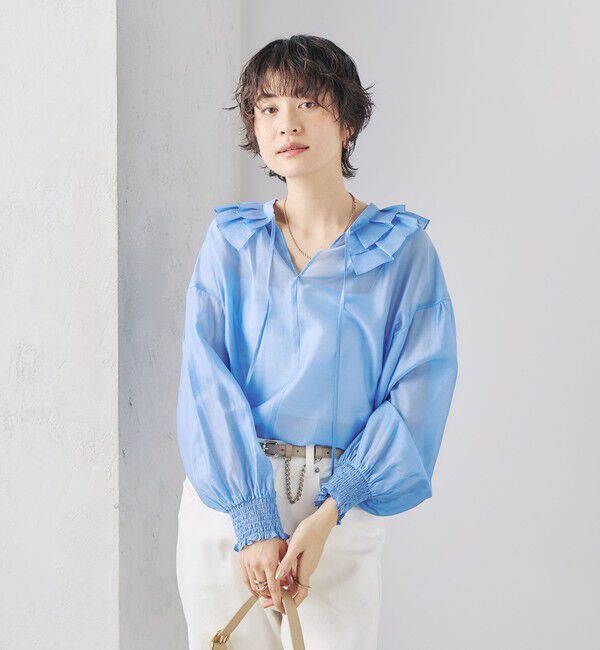 NOLLEY'S「ラッフル衿シアーブラウス」|シャツ・ブラウス|