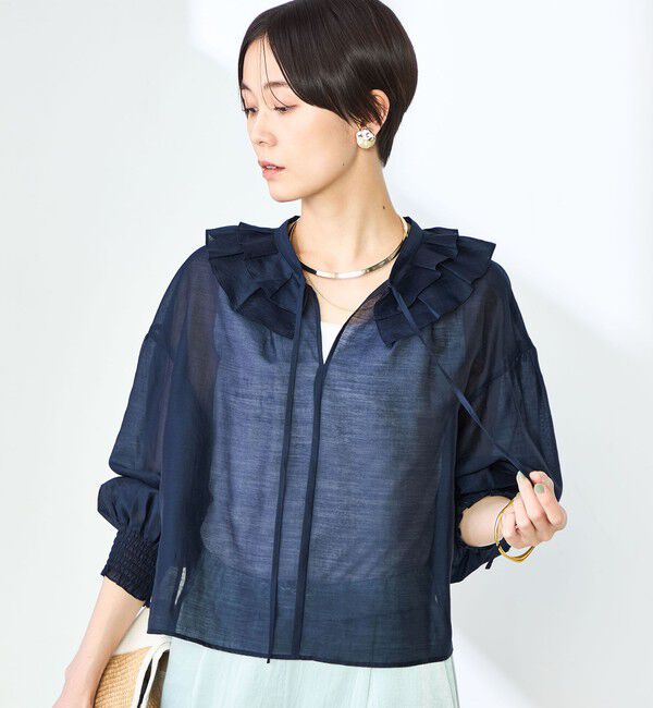 NOLLEY'S「ラッフル衿シアーブラウス」|シャツ・ブラウス|