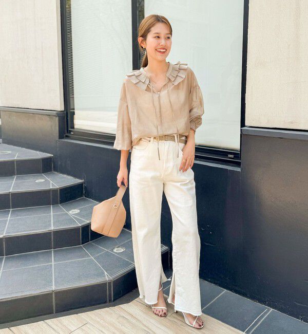 NOLLEY'S「ラッフル衿シアーブラウス」|シャツ・ブラウス|