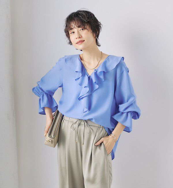 NOLLEY'S「【追加】(CLASSY5月号掲載)ラッフル衿とろみブラウス」|シャツ・ブラウス|
